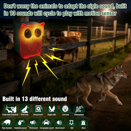 ChunHee Solar Motion Sensor Alarm Outdoor Dog Barking Alarm with 129dB Loud - color: Red-1pack