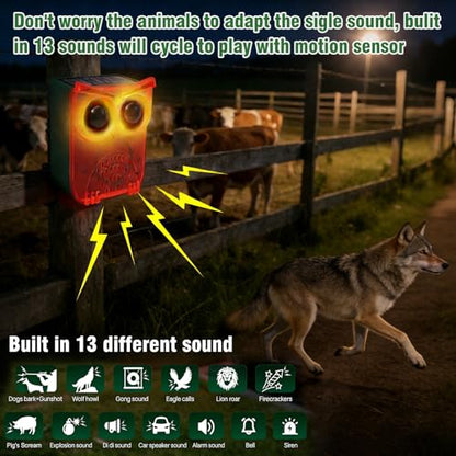 ChunHee Solar Motion Sensor Alarm Outdoor Dog Barking Alarm with 129dB Loud - color: Red-1pack