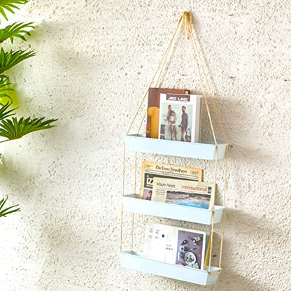 LaLaGreen Boho Wall Planter (16 in, 3 Tier) White Succulent Herb Garden - color: White, size: 16" (40.7cm) x 3 Pack White