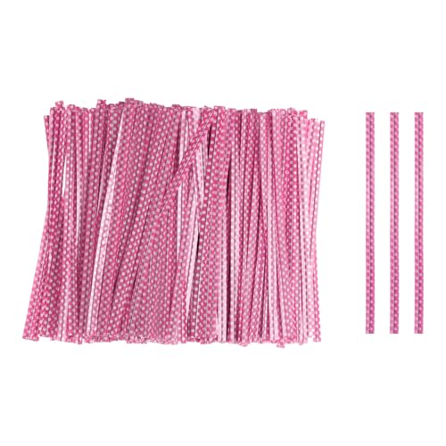 HARFINGTON 500pcs Bag Twist Ties 4" Reusable Plastic Twist Ties Wire Cable Ties for Party Bread Candy Cake, Light Pink - color: Light Pink