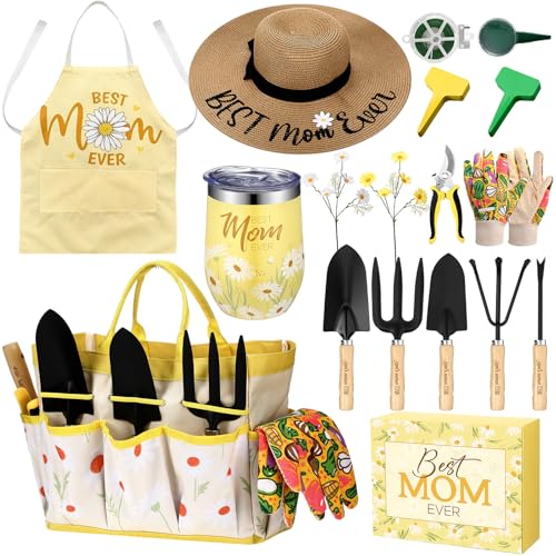 Lasnten 16 Pcs Christmas Garden Tools Set for Women Birthday Garden Gift - style: Mom Dasiy