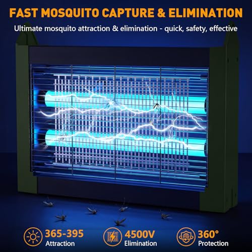 Solar Bug Zapper Outdoor, 4500V Mosquito Zapper with Dual Solar Panels - color: Green