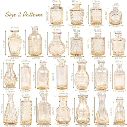 TBWIND 24pcs Amber Glass Bud Vases Set - color: Amber-24pcs, size: 24Pcs