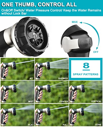 ESOW Garden Hose Nozzle Sprayer, Heavy Duty Metal, 8 Spray Patterns