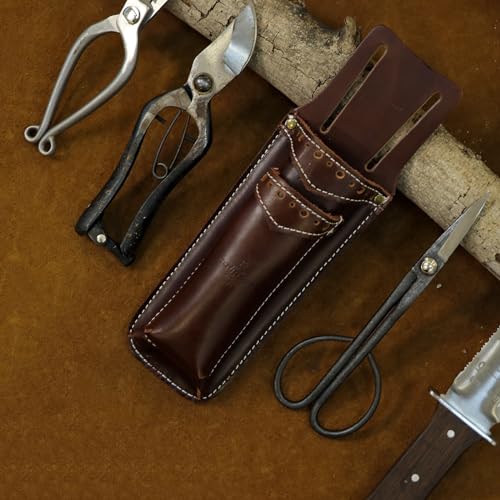 Leather Garden Pruning Shears Folding Saw 2 in 1 Holster Florist Tool Pouch