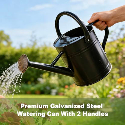 1 Gallon Watering Can for Outdoor&Indoor Plants，Black - color: Black