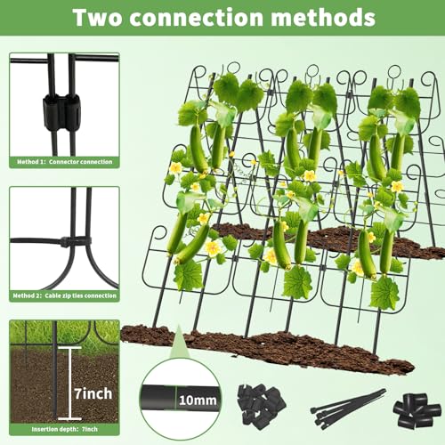 Cucumber Trellis for Raised Bed, Metal Rustproof A-Frame Garden Trellis, Outdoor Heavy Duty Climbing Plants Support for Cucumber, Vegetables, Vine, Expandable Height & Width - size: 20 Pack-17in(H)x12.6in(L)