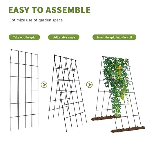 Cucumber Trellis 2 Pack,Foldable A-Frame Garden Trellis - color: Steel Black, size: 39.4" H