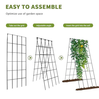 Cucumber Trellis 2 Pack,Foldable A-Frame Garden Trellis - color: Steel Black, size: 39.4" H