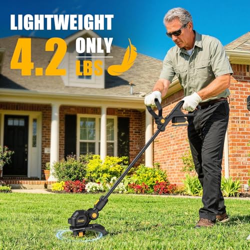 3-IN-1Cordless Weed Eater Compatible with Dewalt 20V MAX Battery, 12-Inch String Trimmer Edger & Mini Mower, 8500RPM Auto Feed Weed Wacker w/Adjustable Handle (Tool Only)