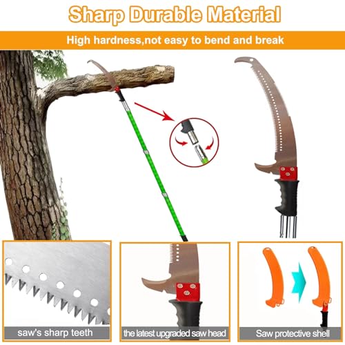Manual Pole Saw 30 FT Extendable Tree Pruner High Branches Trimming for Pruning Palms and Shrubs with Long Handle (Yellow) - color: Yellow