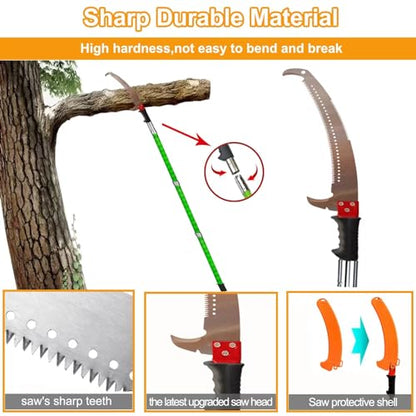 Manual Pole Saw 30 FT Extendable Tree Pruner High Branches Trimming for Pruning Palms and Shrubs with Long Handle (Yellow) - color: Yellow