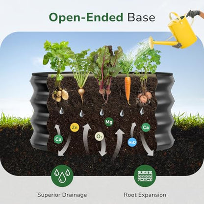 GreatBuddy 2x2x1 ft Round Galvanized Raised Bed, Easy-Assembly Raised Garden Bed with Anti-Cut Gloves & Tools, Rust-Proof Garden Bed for Outdoor, Vegetables, Herbs, Small Trees, Black - color: Black 2 Pack