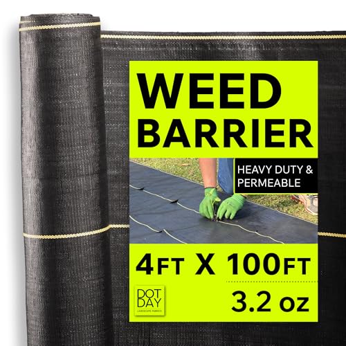 DOTDAY 3.2oz Heavy Duty Weed Barrier Fabric, Woven Landscape Fabric 4x100ft - size: 4 x 100ft