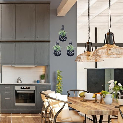 3 Packs Macrame Wall Plant Hanger for 4 in, Small Hanging Plant Basket - color: Black X 3pc