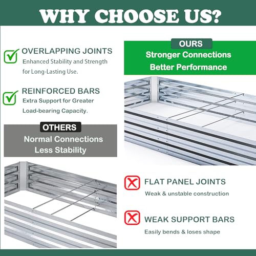Galvanized Raised Garden Bed 8x4x1ft 3-Pack - size: 8x4x1ft (3 pcs)