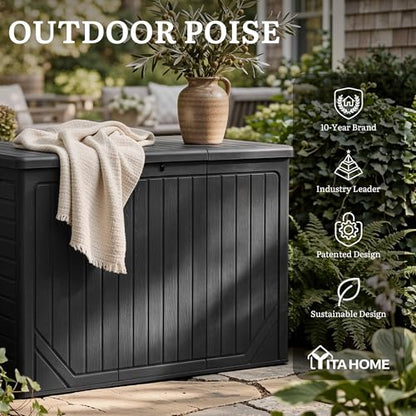 YITAHOME XXL 230 Gallon Extra Large Outdoor Deck Box - color: Black, size: 230 Gallon