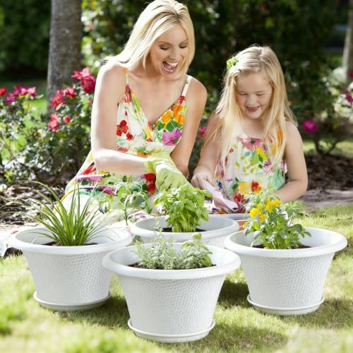 Quarut 12 Inch Pots for Plants,4 Pack Large Flower Pots with Drainage Hole - color: Diamond Pattern-white, size: 12 inch-4 Pack
