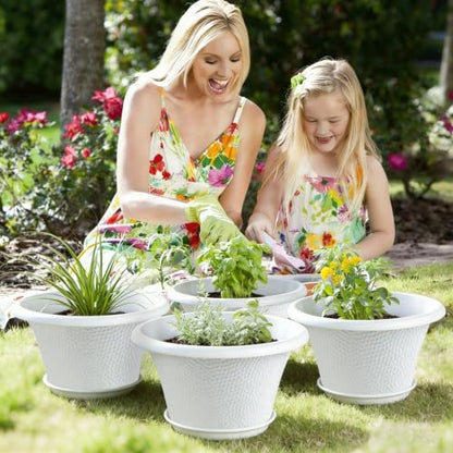 Quarut 12 Inch Pots for Plants,4 Pack Large Flower Pots with Drainage Hole - color: Diamond Pattern-white, size: 12 inch-4 Pack