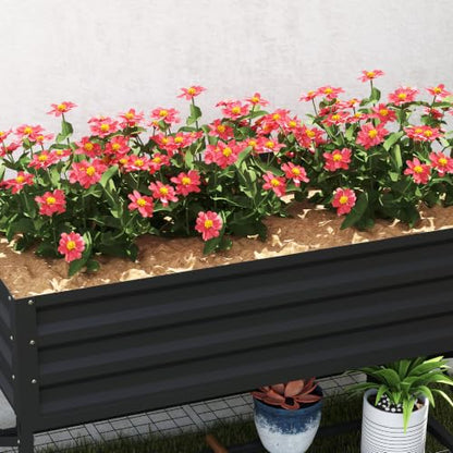 Outsunny Raised Garden Bed with Galvanized Steel Frame, Dark Gray - color: Dark Gray
