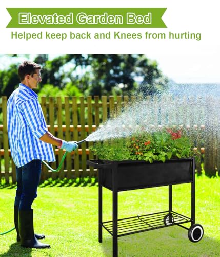 Raised Garden Bed with Legs, Black