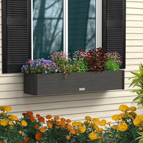 Mayne Vista 48in Rectangular Window Box Planter, Charcoal - size: 48in