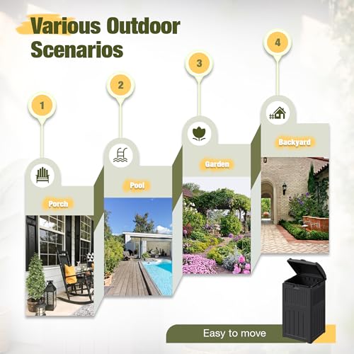 Devoko 33 Gallon Outdoor Trash Can with Dual Lid, Hideaway Garbage Bins,2Pc - color: Black, size: 2 Pack