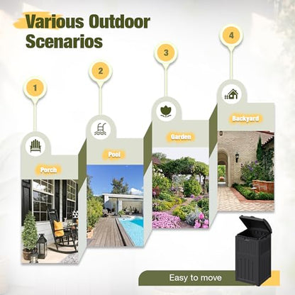 Devoko 33 Gallon Outdoor Trash Can with Dual Lid, Hideaway Garbage Bins,2Pc - color: Black, size: 2 Pack