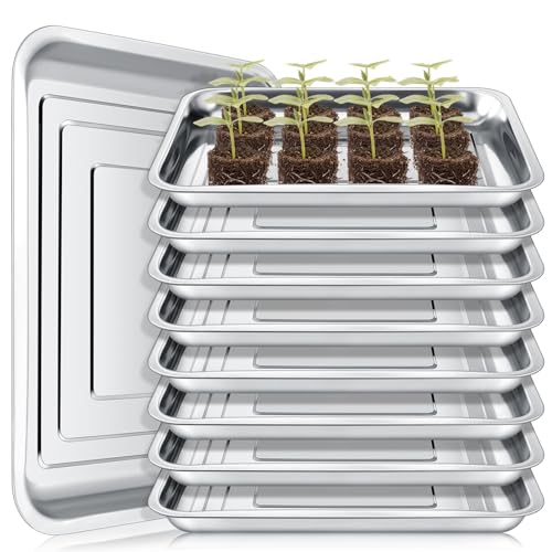 FillTouch 10 Pcs Stainless Steel Seed Starter Tray, 10.6 x 7.9 x 1.4 Inch - size: 10.6 x 7.9 x 1.4 Inch