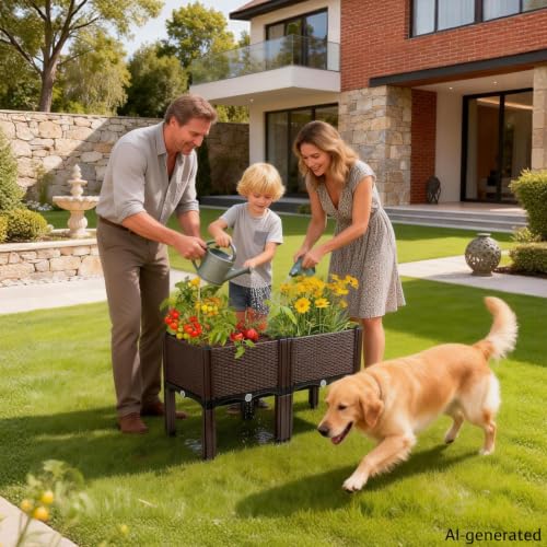 Large Elevated Garden Planter, Raised Bed for Vegetables & Flowers