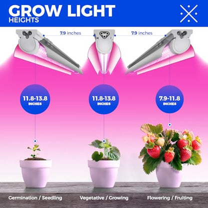 Barrina T8 LED Grow Light, 2FT Full Spectrum Plant Lights, Pink, 6 Packs - color: Pink, size: 2ft-6 Packs