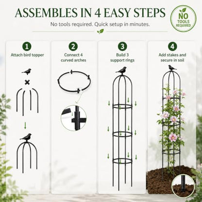 FOLLOOK Garden Obelisk Trellis for Climbing Plants Outdoor, 2 Pack - color: 67"-Black-2PK