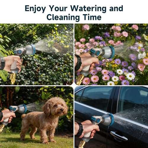LAWN SOCIAL Metal Garden Hose Nozzle, High Pressure - color: Blue