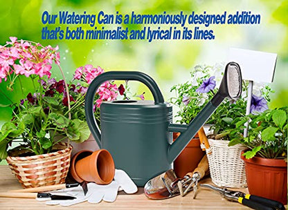 Watering Can 1 Gallon for Indoor Plants, Garden Watering Cans Outdoor Plant House Flower, Gallon Watering Can Large Long Spout with Sprinkler Head (Green) - color: Green
