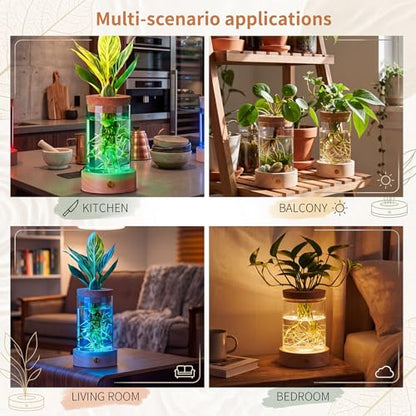 Junkin 4 Pack Plant Propagation Station with 7 Colors Adjustable LED Light