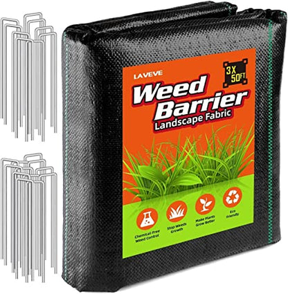 LAVEVE 3FT x 50FT Weed Barrier Landscape Fabric Heavy Duty - size: 3FT×50FT