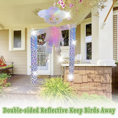 Hanging Bird Scare Reflective Devices, Scarecrow Highly Reflective Bird Deterrents Double-Sided Reflectors Keep Birds Away for Garden, Orchards, Patio, Yard (Scarecrow)