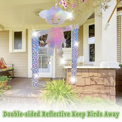 Hanging Bird Scare Reflective Devices, Scarecrow Highly Reflective Bird Deterrents Double-Sided Reflectors Keep Birds Away for Garden, Orchards, Patio, Yard (Scarecrow)