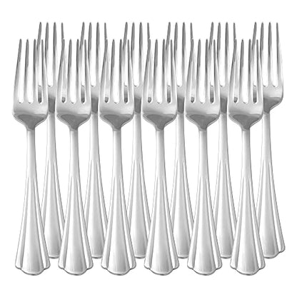 Amazon Basics Stainless Steel Dishwasher Safe Dinner Forks with Scalloped Edge, Well-Balanced Weight, Silver, Pack of 12 - size: Dinner Forks