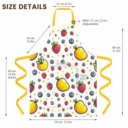 Kosseco Cute Aprons for Women with 1 pocket, Cooking Kitchen Baking Gardening Adjustable Waterproof Aprons for Women - color: Yellow Fruit