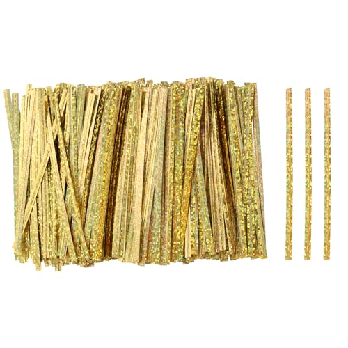 HARFINGTON 500pcs Bag Twist Ties 4" Reusable Plastic Twist Ties Wire Cable Ties for Party Bread Candy Cake, Gold Tone - color: Gold Tone