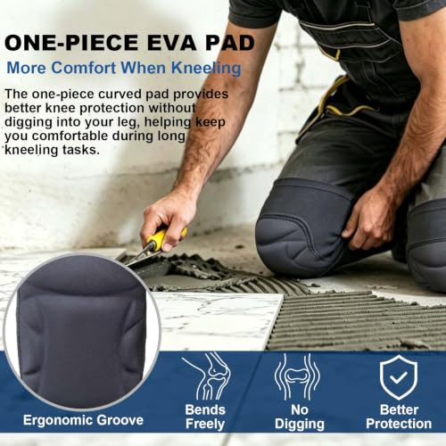 Knee Pads for Work Men Women, Thick Foam Soft Knee Sleeve, Black XL, 1 Pair - size: X-Large
