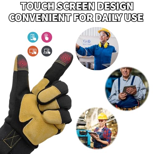 Work Gloves Men, Mechanical Glove, Black+Yellow, X-Large - color: Yellow+black, size: X-Large