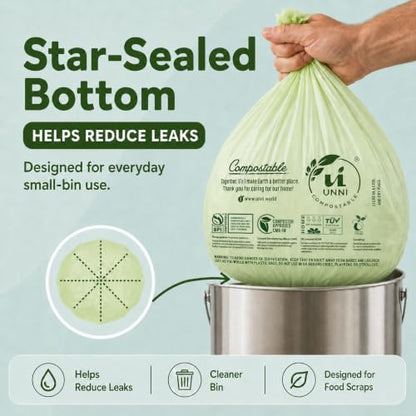 UNNI 2.6 Gallon Compostable Bags, 200 Count, 10 Liter, Extra Thick 0.71 Mil - size: 200 Count (Pack of 1), style: 2.6 Gallon