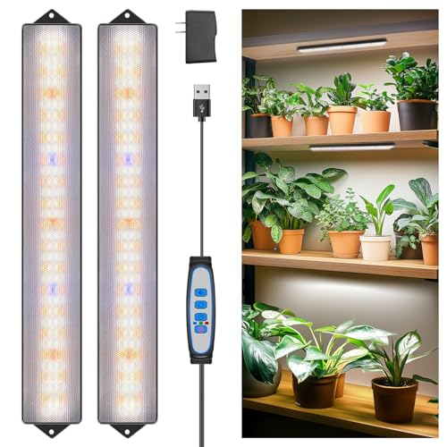 Wolezek 14in Grow Light Strip for Indoor Plants, Full Spectrum - size: 2 Pack