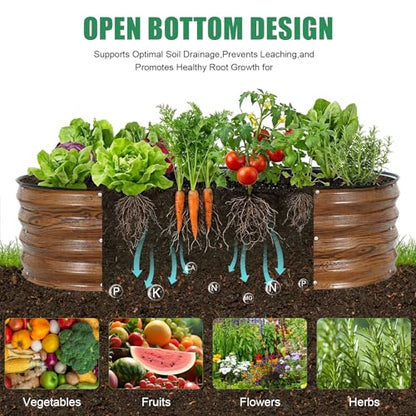 2Pcs Galvanized Raised Garden Bed Kit Outdoor 4x2x1ft, Grain - color: Grain
