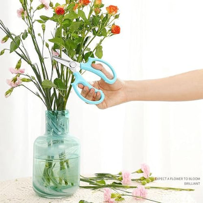 Flower Bouquet Accessories, Flower Scissors Rose Thorn Stripper Tool - color: Blue & White-green Gloves