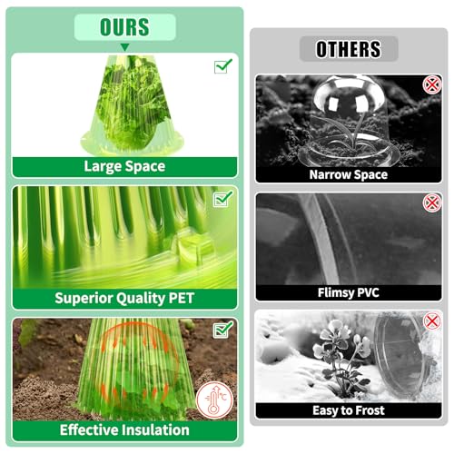 20 Pack Garden Cloches for Plants, Reusable Bell Plant Cover - color: Green 20pc