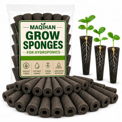 MAQIHAN 100 Grow Sponges for Hydroponics - Seed Starter Pods for Planting