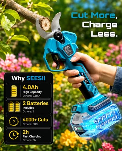 SEESII Electric Pruning Shears 4 Modes, 1.8” Cut Electric Pruners Cordless - color: Blue